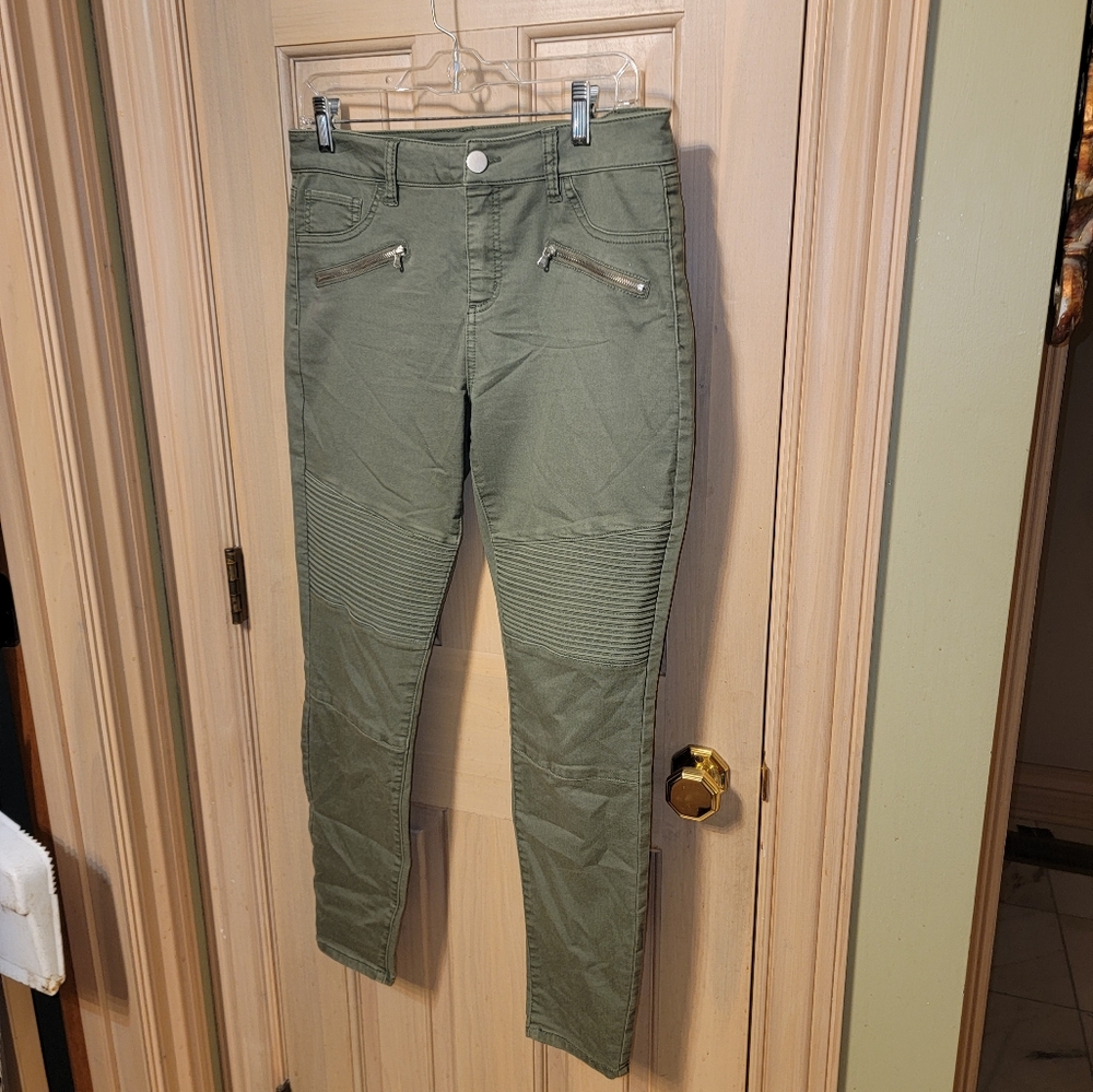 Misses sz 8 Harper Olive Green pants with zippers and ribbing Skinny - Picture 7 of 8